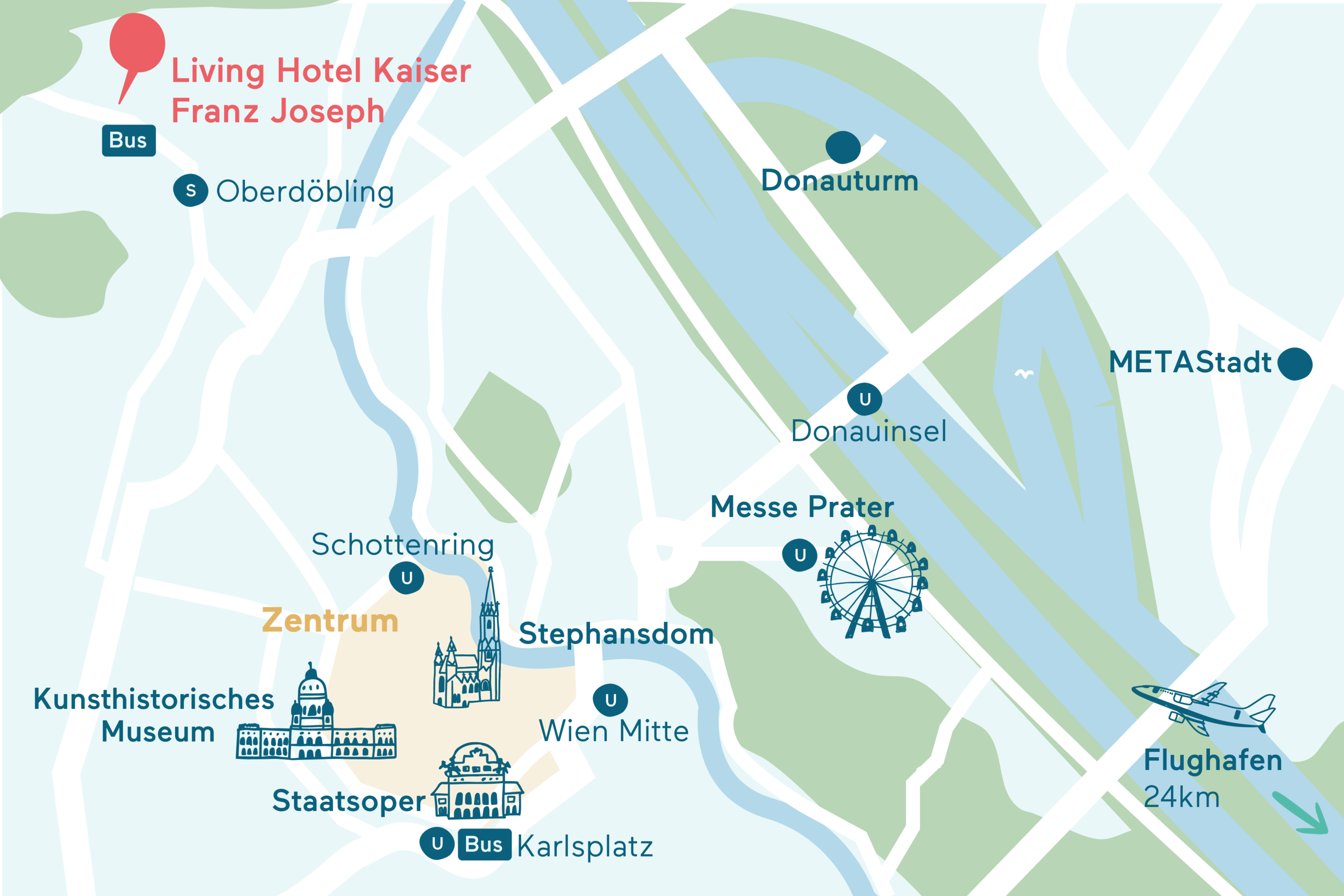 Anfahrt&Parken Karte Living Hotel Kaiser Franz Joseph Grafische Darstellung des Hotel Standorts