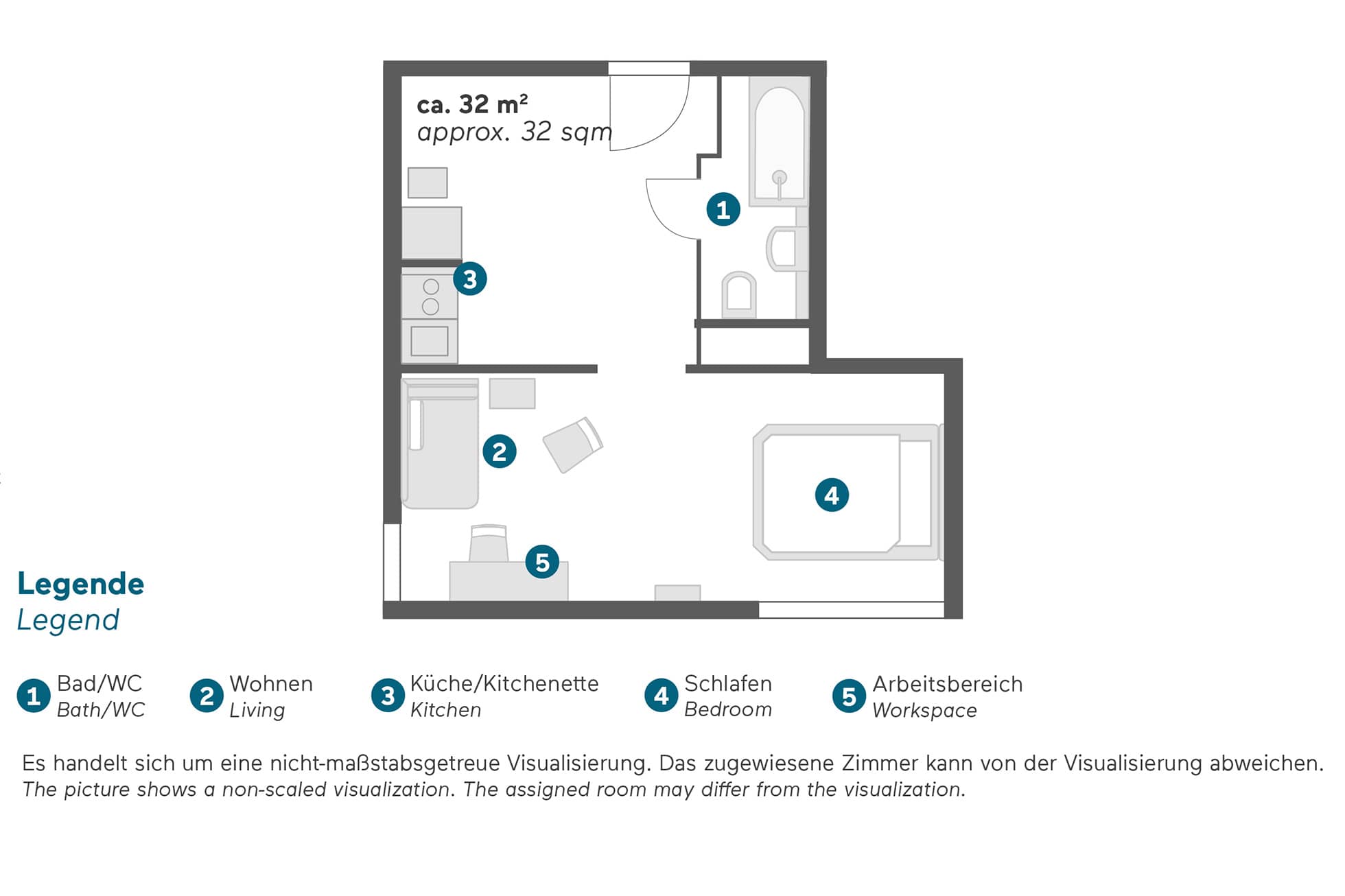 Living Hotel Grosser Kurfürst Deluxe Grundriss Querschnitt der Raumaufteilung