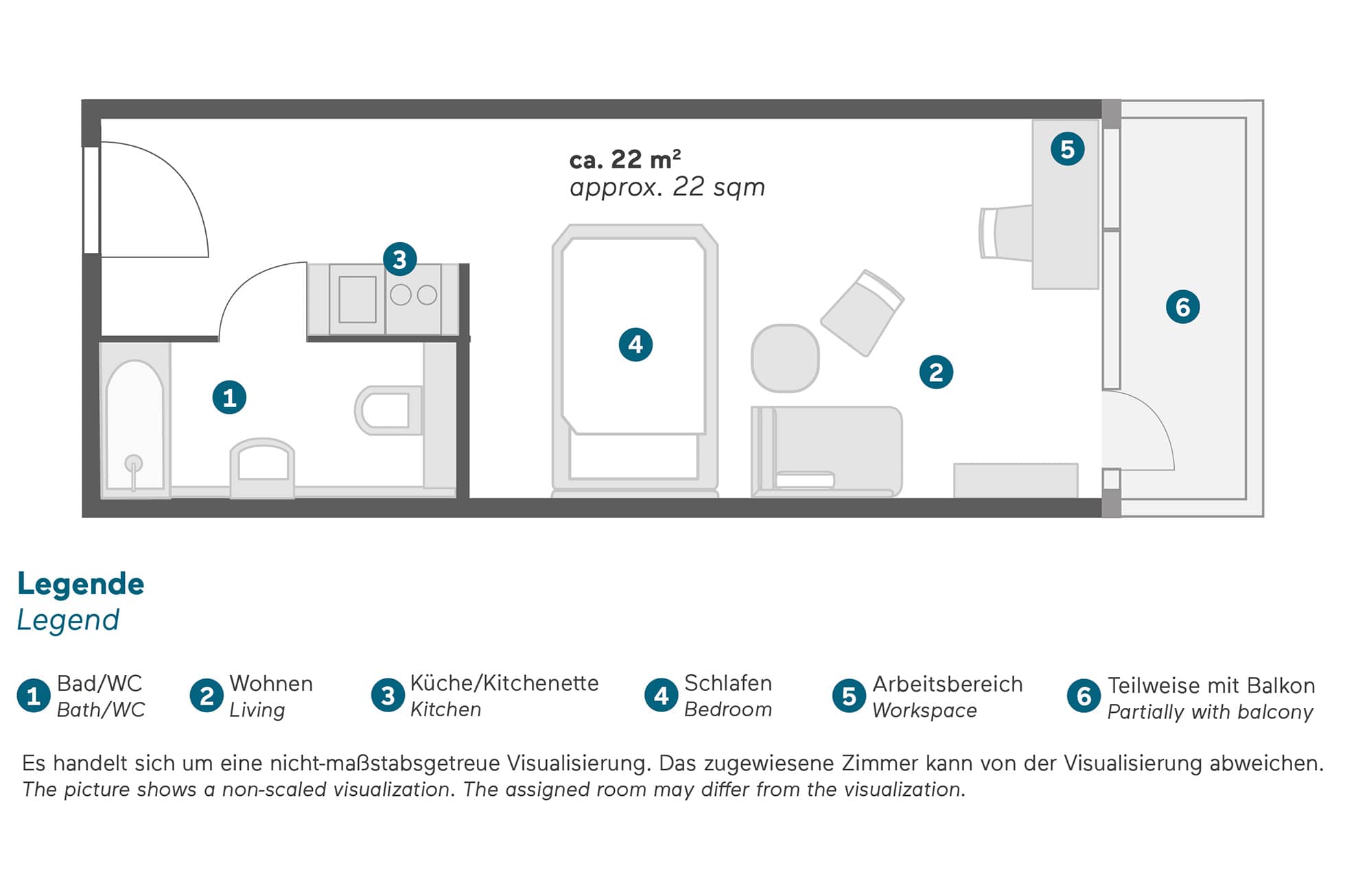 Living Hotel Weissensee Business Grundriss Raumaufteilung der Businesszimmer im Living Hotel Weissensee