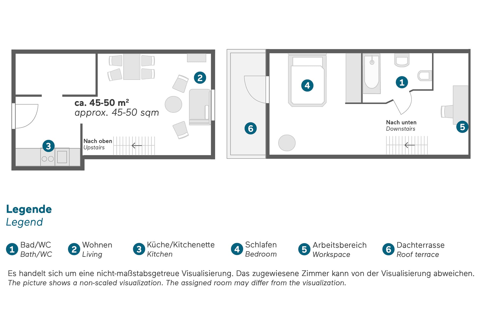 Living Hotel Weissensee Superior Maisonette Grundriss Grundriss des Zimmers
