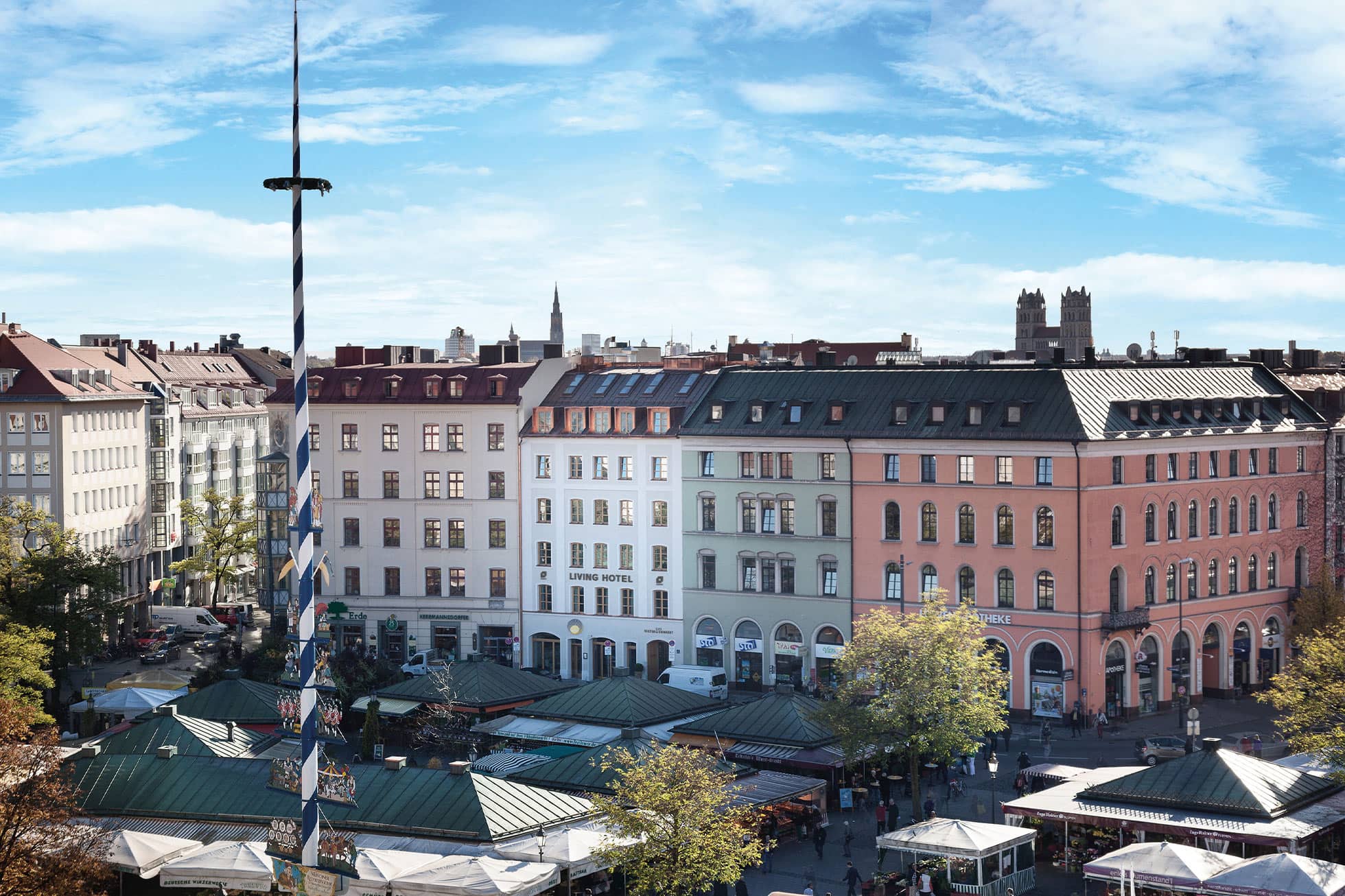 Living Hotel Das Viktualienmarkt Umgebung Aussicht über den Viktualienmarkt in München