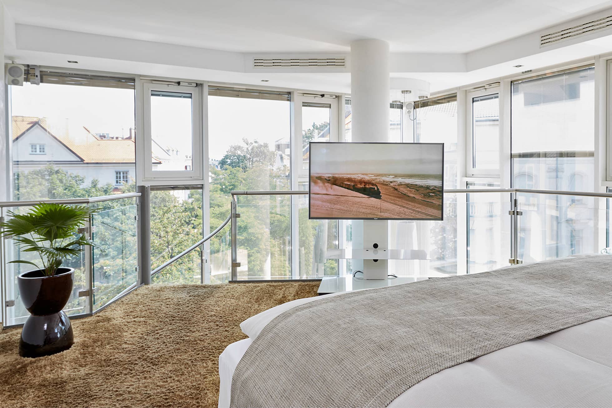 Living Hotel Prinzessin Elisabeth Penthouse Suite Ausblick Ausblick vom Doppelbett der Suite