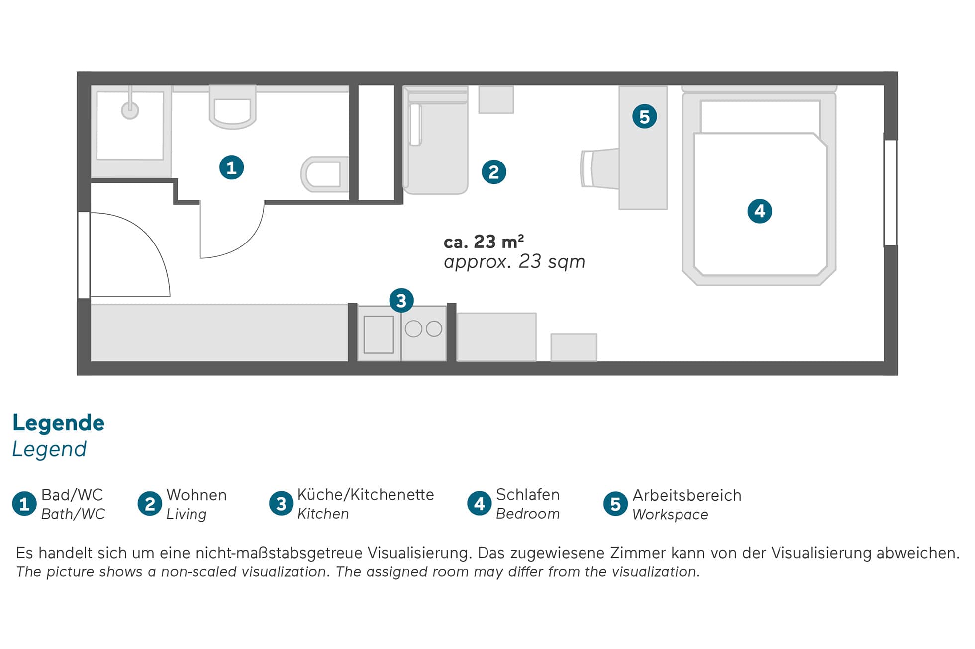 Living Hotel am Deutschen Museum Business Grundriss Aufbau des Serviced Apartment