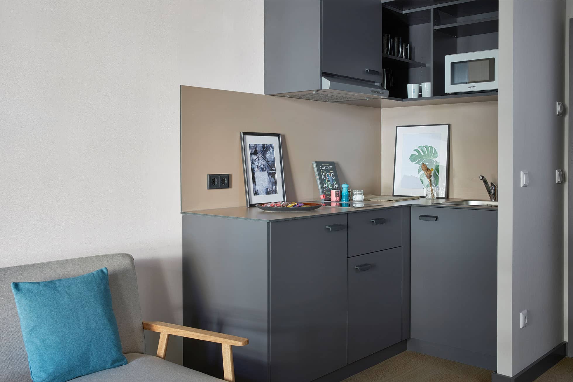 Living Hotel am Olympiapark Superior Plus Doppel Apartment Küchenzeile Vollausgestattete Küche