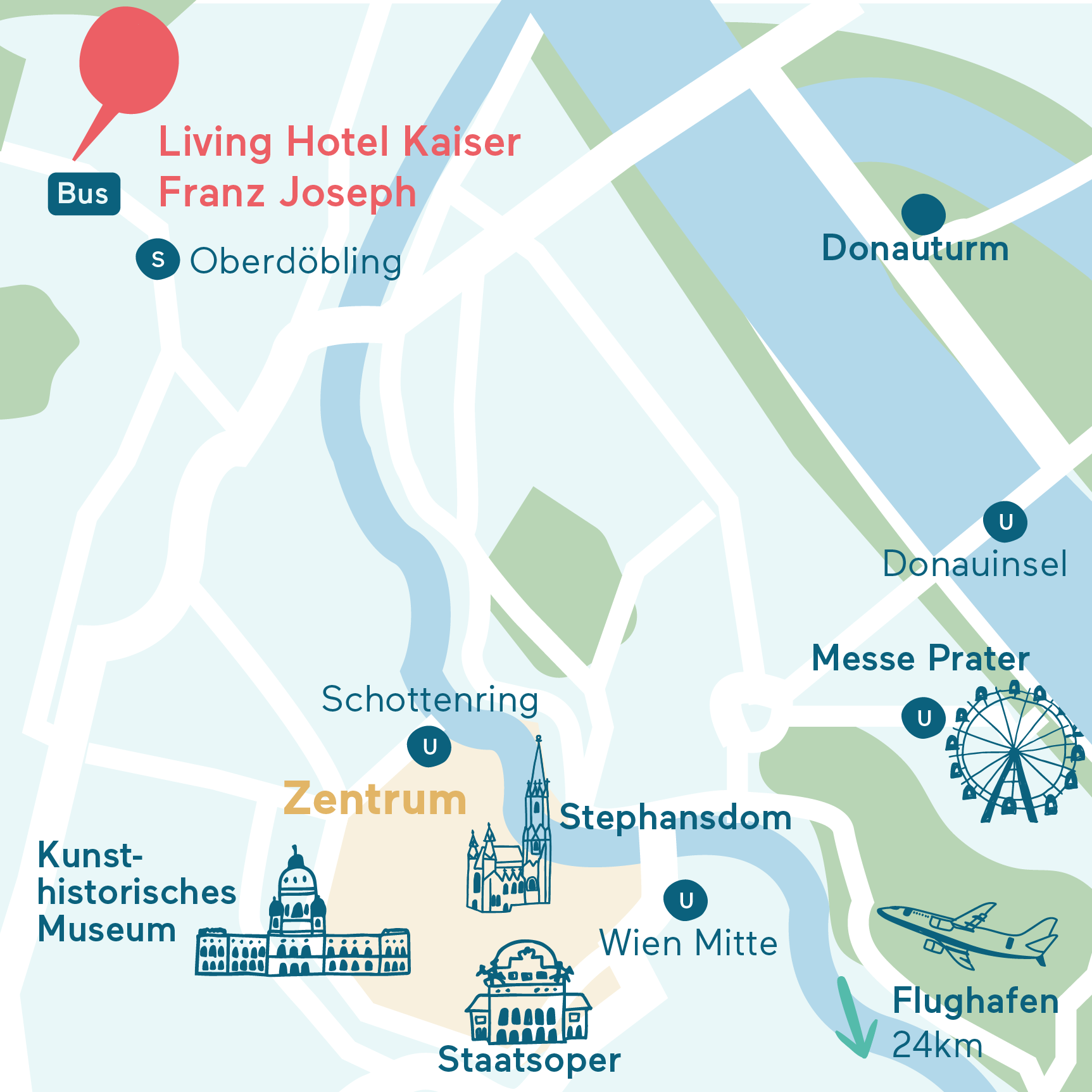 Anfahrt&Parken Karte Living Hotel Kaiser Franz Joseph Grafische Darstellung des Hotel Standorts