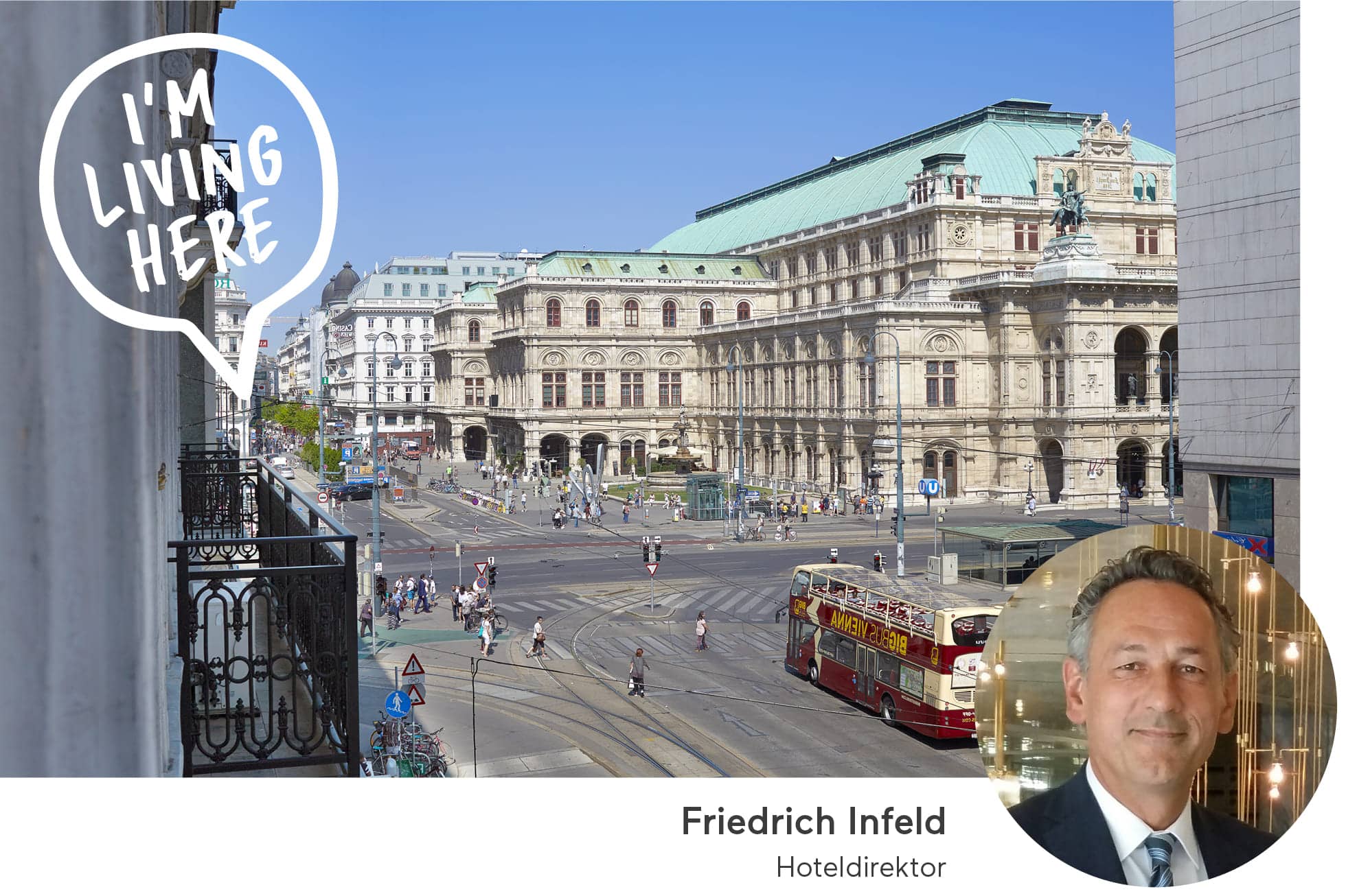 Ausblick vom Hotel mit Bild des Direktors