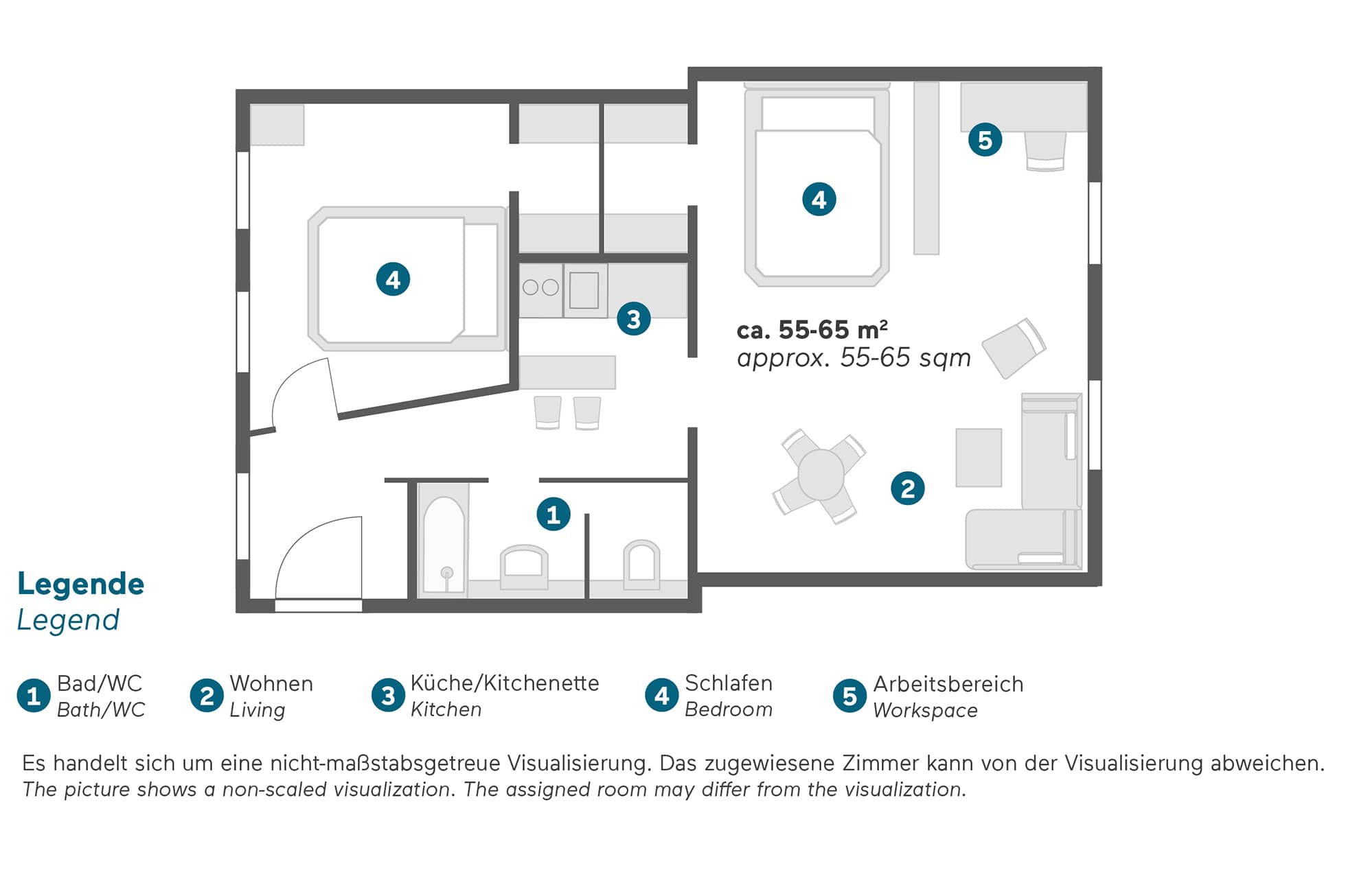 Living Hotel an der Oper Executive Familie Grundriss Aufbau des Familien Apartment